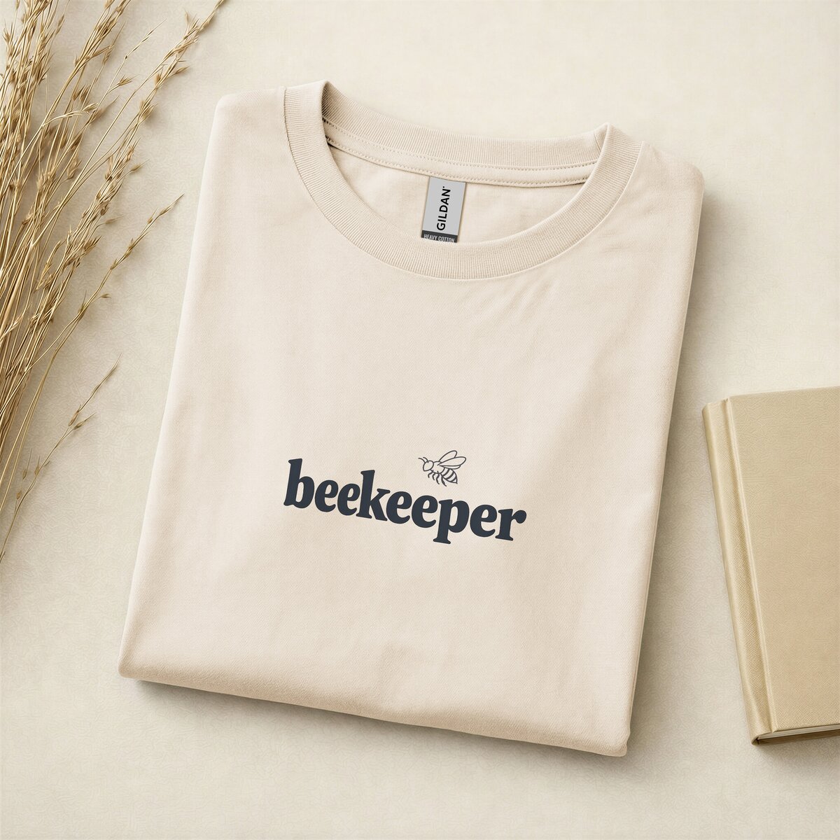 Beekeeper wordmark shirt, natural flat-lay